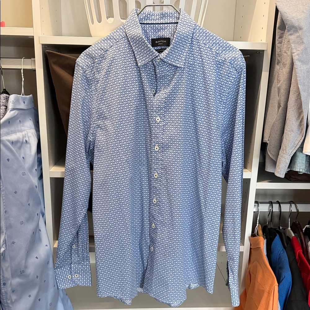 Bugatchi Blue Patterned Dress Shirt